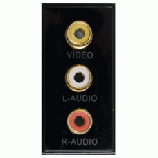 Black Triple RCA Phono Socket Euro Module Insert